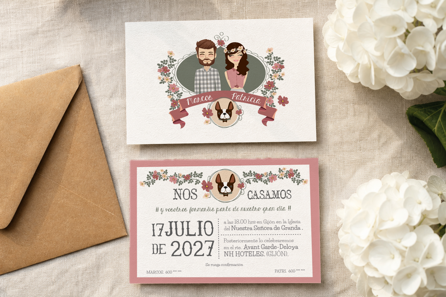 Invitación de boda personalizable