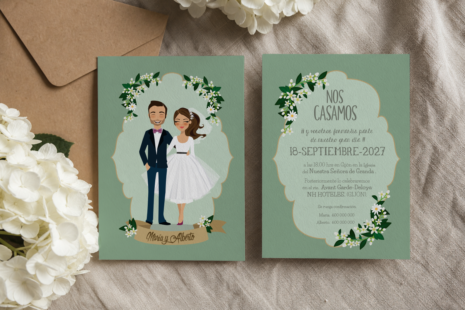 Invitación de boda prediseñada